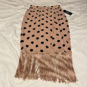 Brand new with tags Lulus’s polka dot fringe skirt